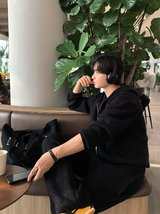 [Set-up]Risquare Two-Way Oversized Fit Hooded Zip-Up Knitwear 