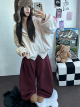 M,XL🤎2サイズ🤎 ダブルピンタックワイドロングバルーンパンツ ❤🤎🖤🩶4カラー