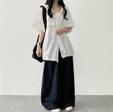 Lenny waist banding color nylon rust lock wide pants