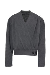 Pleated Knit Wrap Cardigan