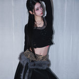 cross patch lace sleeve - black