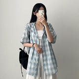 Roaming Check Hooded Short Sleeve Shirt Southern