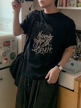 Hop Lettering Print Half Sleeve T