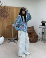 Pend Striped Collar Sweatshirt