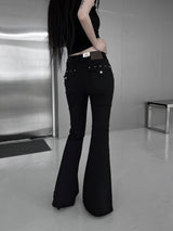 studded mid-rise bootcut denim