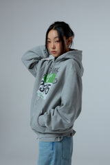 Street league artwork damage washing hoodie zip-up (Melange)