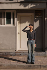 (W) CROPPED KNIT CARDIGAN