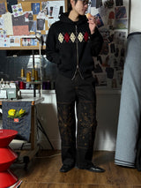  [Hand-Made「007」] Snowflake Studded Pants_Black