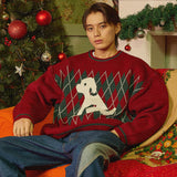 Puppy argyle knit