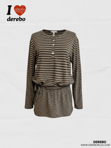 wool fleece stripe strap pumpkin dress
