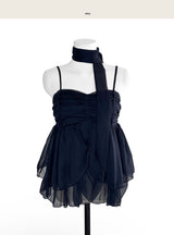 [ dewy ver 2 ]  airy duoble - frill chiffon bl  ( tie set ) 