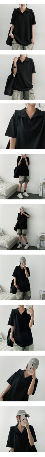ニブルオープンカラー半袖ニットTシャツ