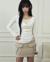 Mellow Pocket Wool Mini Skirt