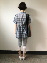 Weds check short-sleeve blouse (2color)