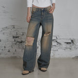 C VINTAGE DESTROYED WIDE DENIM PANTS_VINTAGE