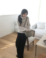 アルフォハイネックボタンニットカーディガン