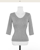 [ md pick / basic ] adore v glam shirring 3/4 sleeve top