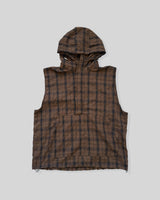Crinkle Check Hooded Anorak Vest