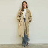90s Classic Fishtail Long Bomber Jacket_Beige