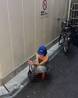 ライトブルースリークウォーターカプリバミューダワイドデニムパンツ
