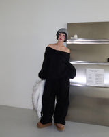 Ribbon off-shoulder oversized fit sweatshirt