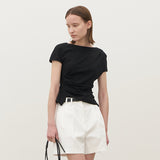 (Z-BL-4225)LOND WAIST TUCK  BLOUSE