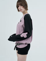 patched raglen t-shirts / blueberry