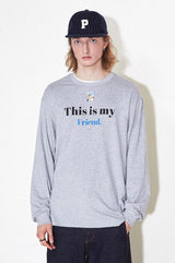 Friend printed PVC small label long-sleeved T-shirt