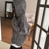 デュオモヘアファーブラッシュジッパーフードジップアップ