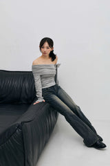 RIEN ONE-SHOULDER SHIRRING TOP / MELANGE