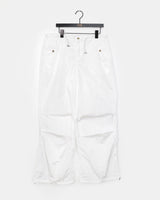 Qiya Glossy Shirring Parasuit Slit Wide Pants