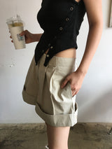 Pintuck roll-up culottes (3color)