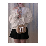 Medium fawn ribbon frame bag (handmade bag)