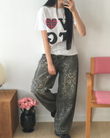 Ponte Leopard Back Pocket Wide-Leg Pants