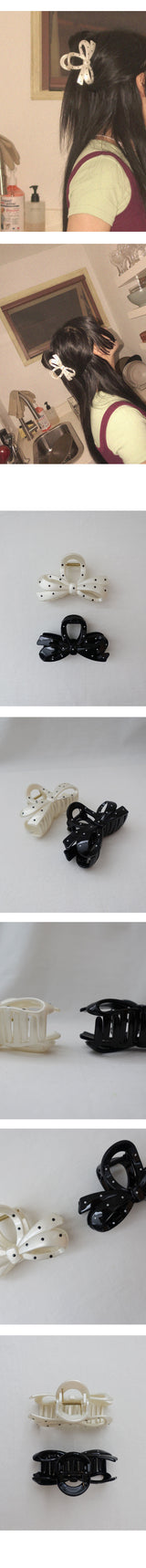ポルカリボンヘアークロークリップ (IVORY, BLACK 2COLORS!)