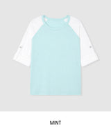 Pocky Check Button Roll-up Raglan Long Sleeve