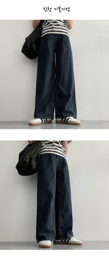 [Short, basic, long] [S-2XL] [Summer long pants!] ジェロームワンタックサマーワイドデニムパンツ (4 colors)