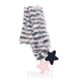 Fluffy Striped Scarf with Star Accents （Midnight & Sakura)