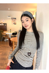 サイドシャーリングストライプ長袖Tシャツ