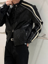 [CROP ITEM] Biker line leather jacket