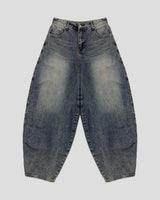Dot heavy brushed balloon denim pants