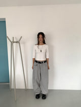 ボートネックミッドスリーブTシャツ (4C)