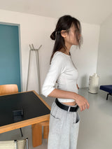 ボートネックミッドスリーブTシャツ (4C)