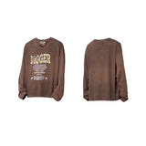 RELABEL (DIGGER Theme Print Series) デジタルディストレスド ダブルカラー ショートワイド ロングスリーブTシャツ