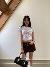 レトロレッドレターショートスリーブTシャツ