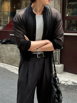 LMN Air Cool Linen Ribbed Round Cardigan (3 colors)