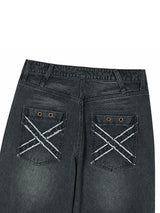 CROSS APLIQUE DENIM BLACK