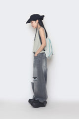destroyed balloon denim pants