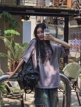 フラワーパッチピグメント半袖Tシャツ
