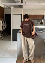 No-Mace Back Banding Two-Tuck Linen Wide Pants